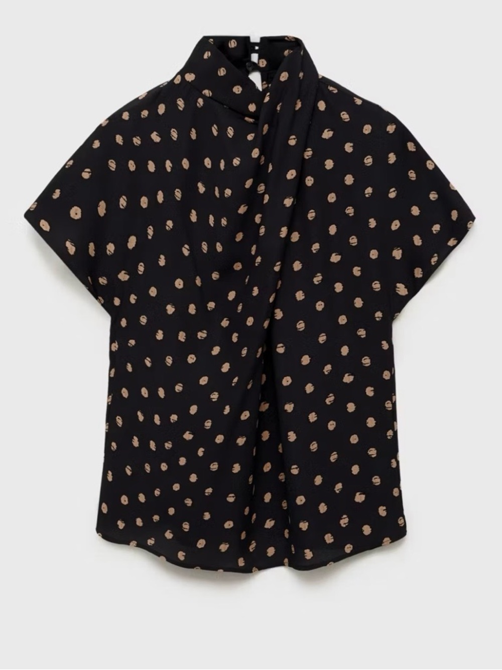 POLKA-DOT BLOUSE WITH DRAPED COLLAR